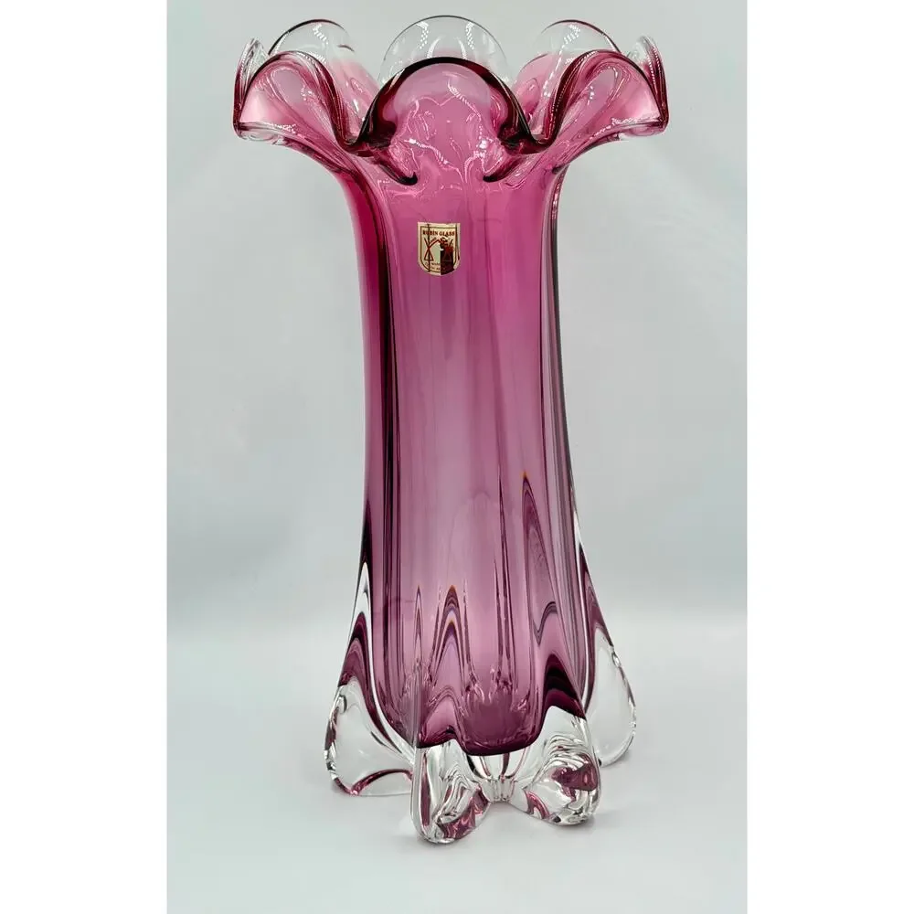Mid-Century Czech Art Glass Vase, Josef Hospodka, Chřibská (Rubin glass) 1960s